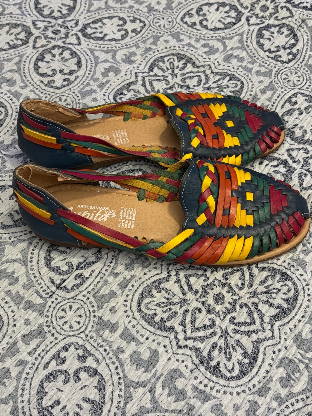 Multicolor Lupita Woven Leather Huarache Flats - Women 8 - Picture 2 of 6